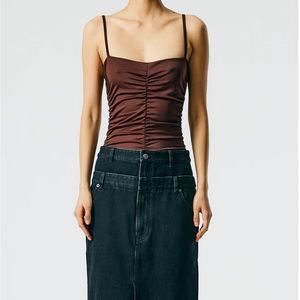Tibi Shirred Bodysuit Brown XS NWT